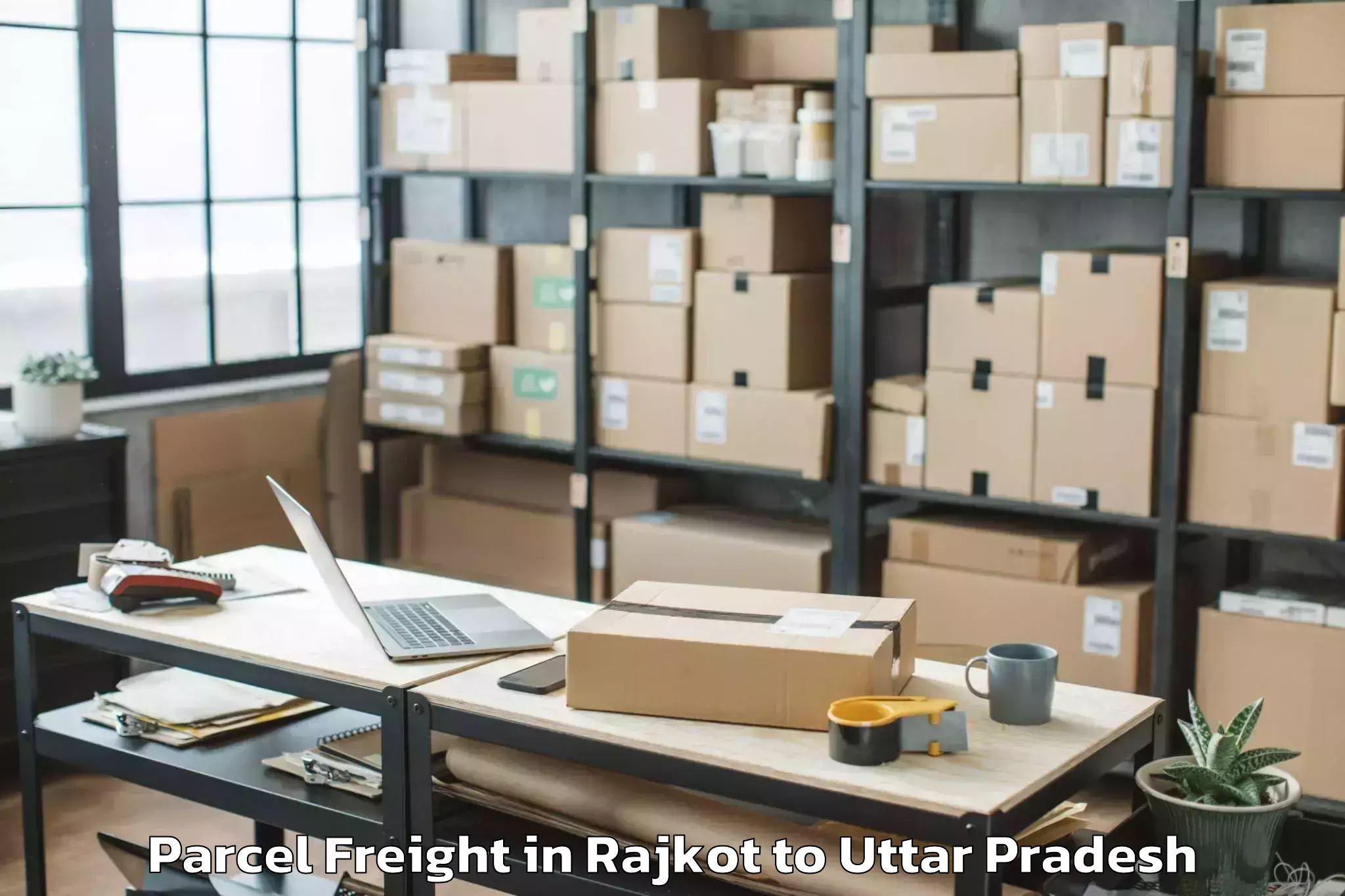 Quality Rajkot to Nehru Gram Bharati Vishwavidya Parcel Freight